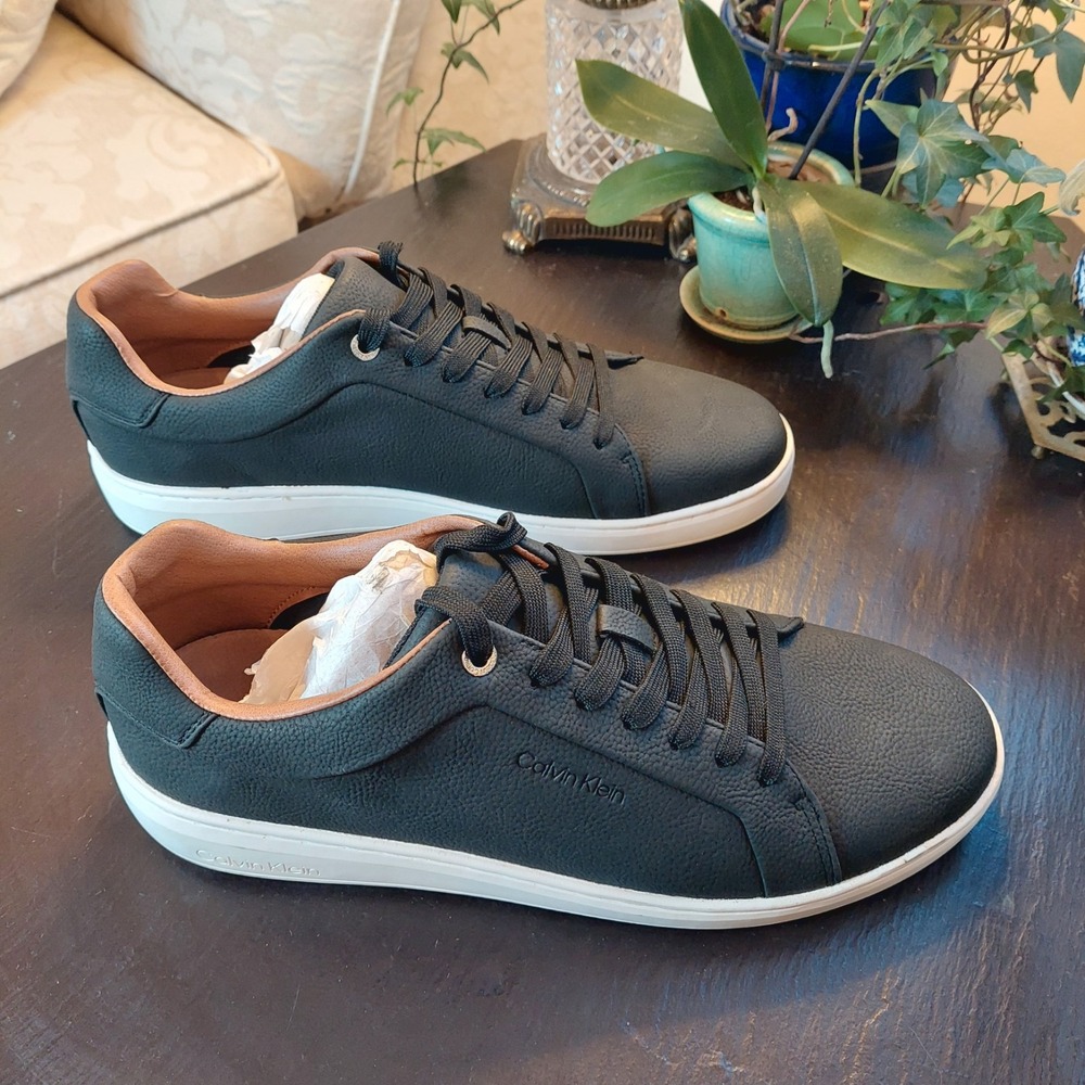 Calvin Klein Men's Wivlo Athletic Sneaker Black White & Tan Size 11.5M $109 NEW! - Picture 8 of 12